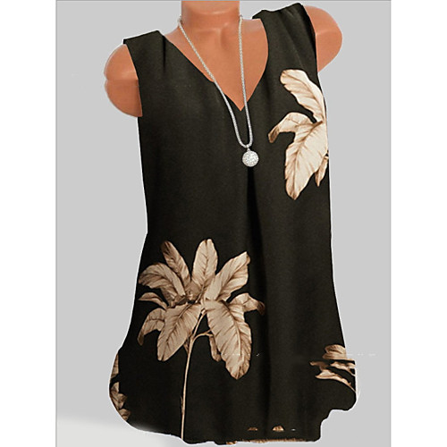 

Women's Tops Graphic Tank Top V Neck Daily Summer Black S M L XL 2XL 3XL 4XL 5XL