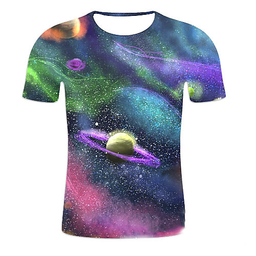 

Men's Galaxy Graphic Print T-shirt Daily Rainbow