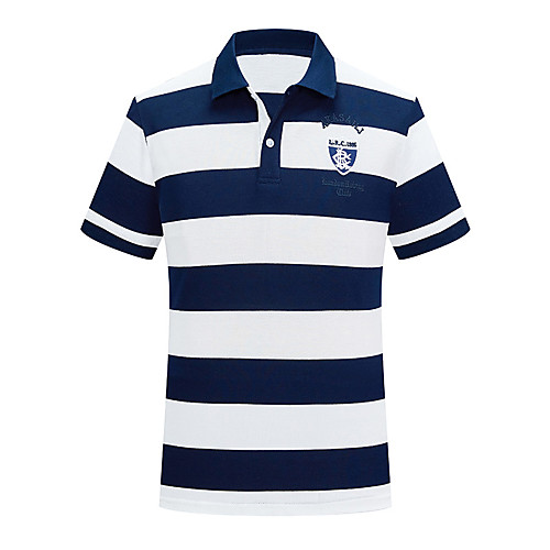 

Men's Striped Embroidered Polo Daily Work Red / Royal Blue / Brown / Navy Blue / Gray