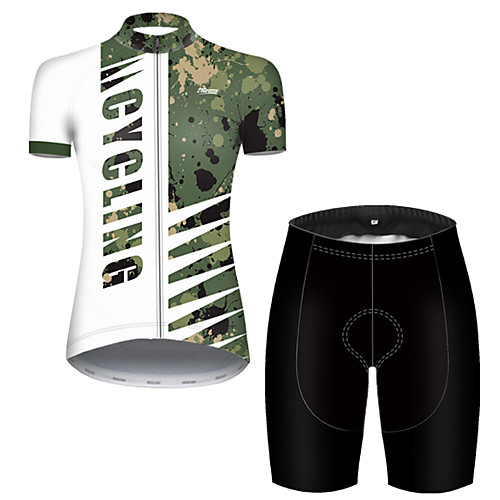 

21Grams Women's Short Sleeve Cycling Jersey with Shorts Nylon Polyester Camouflage Patchwork Camo / Camouflage Bike Clothing Suit Breathable 3D Pad Quick Dry Ultraviolet Resistant Reflective Strips