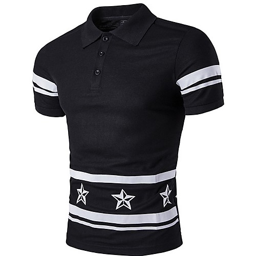 

Men's Polo Letter Short Sleeve Daily Tops White Black
