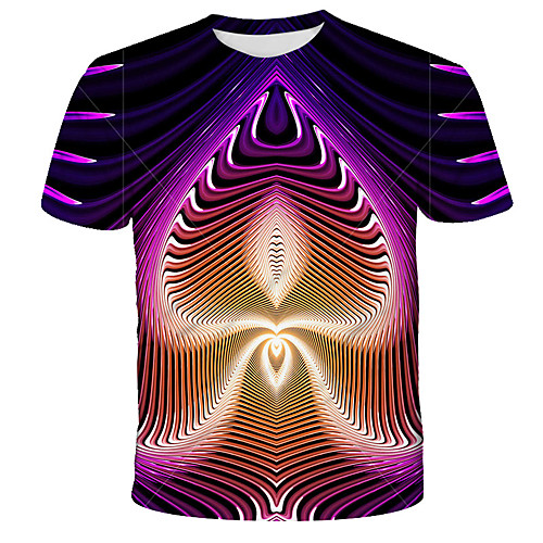 

Men's Graphic 3D Print Print T-shirt Street chic Exaggerated Daily Holiday Rainbow