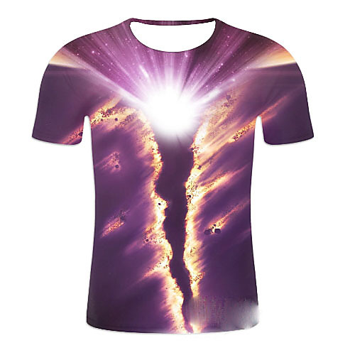 

Men's Galaxy Graphic Print T-shirt Daily Purple