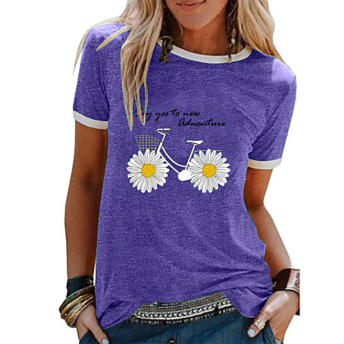 

Women's Floral Daisy T-shirt Daily Black / Purple / Pink / Blue / Light Green