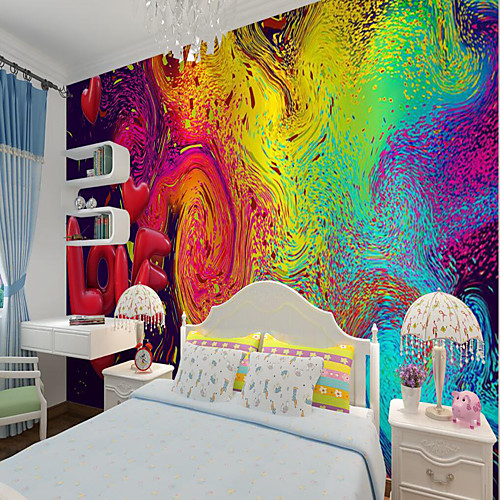 

Art Deco Home Decoration Custom Self-adhesive Mural Wallpaper Love Children Cartoon Style Suitable For School Party