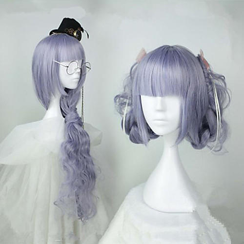 

Cosplay Wig Lolita Curly Cosplay Halloween Neat Bang Wig Long Purple / Blue Synthetic Hair 32 inch Women's Anime Cosplay Comfortable Purple