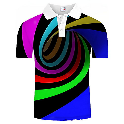 

Men's Graphic 3D Print Print Polo Daily Rainbow