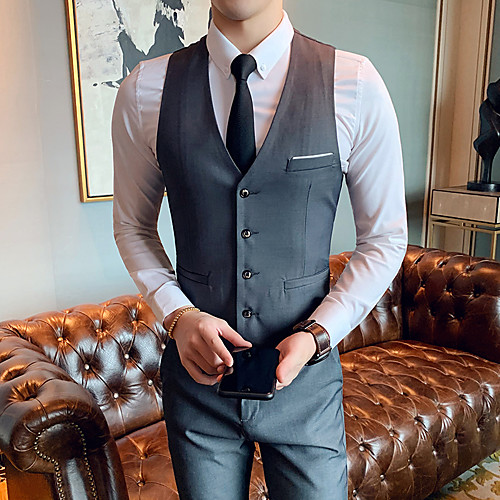

Tuxedos Standard Fit Single Breasted More-button Cotton Blend / Polyester Solid Colored
