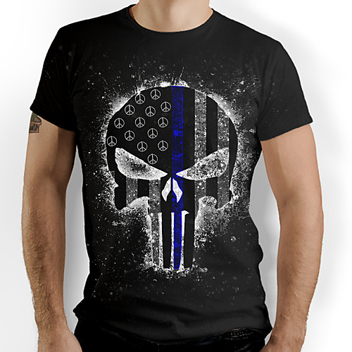 

Men's Graphic Skull Print T-shirt Basic Daily Black
