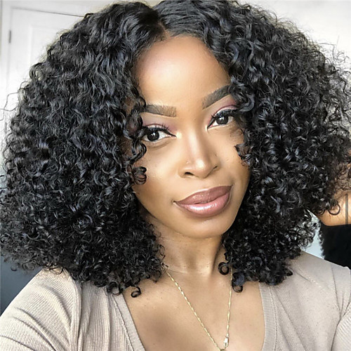 

Synthetic Wig Curly Middle Part Wig Short Natural Black Synthetic Hair 12 inch Women's Simple Women Synthetic Black