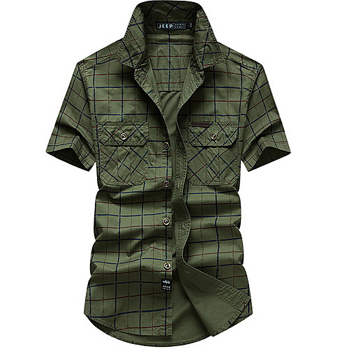

Men's Plaid Print Shirt Daily Blue / Army Green / Khaki