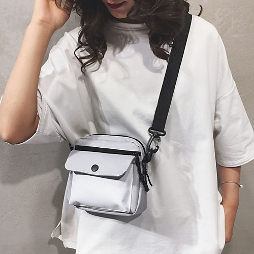 

Women's Canvas Crossbody Bag Color Block White / Black / Blue