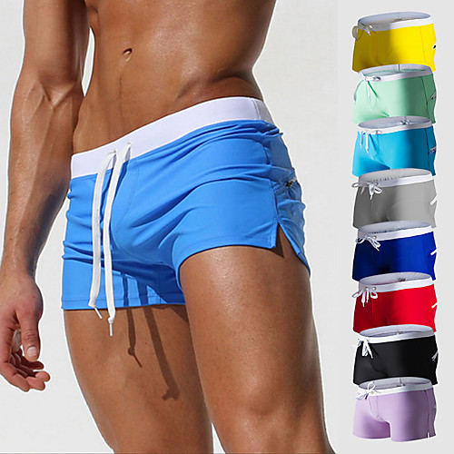 

Men's Swim Shorts Swim Trunks Board Shorts Quick Dry Stretchy Stretchy Drawstring Zipper Pocket - Swimming Surfing Beach Water Sports Patchwork Autumn / Fall Spring Summer