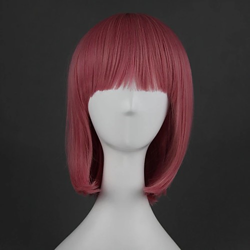 

Cosplay Costume Wig Cosplay Wig Lolita Straight Cosplay Halloween Middle Part With Bangs Wig Medium Length Pink Synthetic Hair 16 inch Women's Anime Cosplay Party Pink