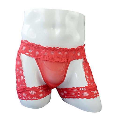 

Men's Lace Boxers Underwear - Normal Low Waist White Black Red One-Size