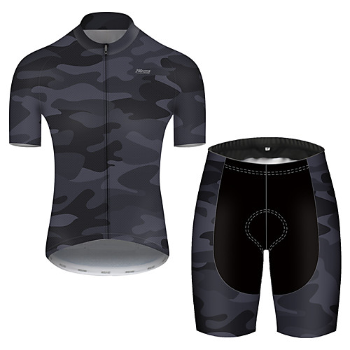 

21Grams Men's Short Sleeve Cycling Jersey with Shorts Nylon Grey Patchwork Camo / Camouflage Bike Quick Dry Breathable Sports Patchwork Mountain Bike MTB Road Bike Cycling Clothing Apparel / Stretchy