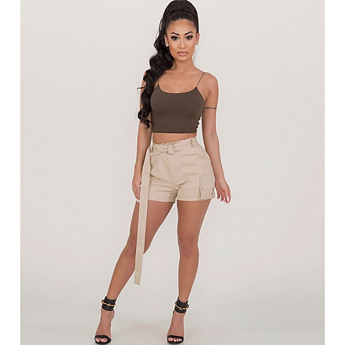 

Women's Basic Shorts Pants - Camouflage Black Khaki Brown S / M / L