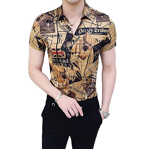 

Men's Graphic Print Shirt Sexy Street chic Daily Going out Brown