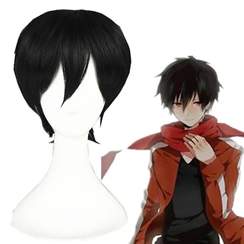 

Cosplay Wig Kagerou Project Straight Cosplay Halloween With Bangs Wig Short Black Synthetic Hair 12 inch Men's Anime Cosplay Best Quality Black