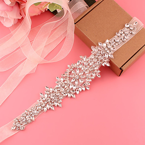 

Satin / Tulle Wedding / Party / Evening Sash With Belt / Appliques / Crystals / Rhinestones Women's Sashes