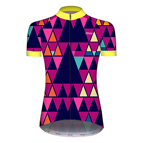 

21Grams Women's Short Sleeve Cycling Jersey Nylon Polyester Violet Plaid / Checkered 3D Patchwork Bike Jersey Top Mountain Bike MTB Road Bike Cycling Breathable Quick Dry Ultraviolet Resistant Sports