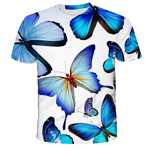 

Men's Graphic Butterfly Print T-shirt Street chic Exaggerated Daily Holiday Blue