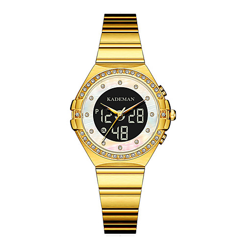 

Women's Sport Watch Sparkle Fashion Stainless Steel Digital Rose Gold GoldenSilver Black Water Resistant / Waterproof Calendar / date / day Adorable Analog - Digital
