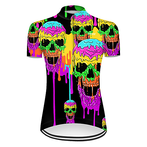 

21Grams Women's Short Sleeve Cycling Jersey Nylon Violet Gradient Novelty Skull Bike Jersey Top Mountain Bike MTB Road Bike Cycling Quick Dry Breathable Sports Clothing Apparel / Micro-elastic