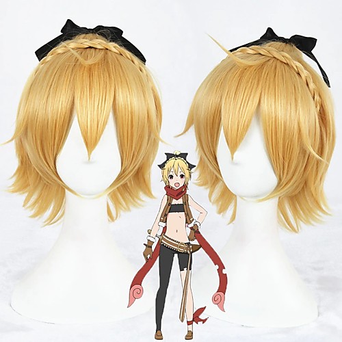 

Cosplay Wig Felt Zero kara Hajimeru Isekai Seikatsu Straight Cosplay Halloween Bob Braid With Bangs Wig Short Blonde Synthetic Hair 14 inch Women's Anime Soft Lovely Blonde