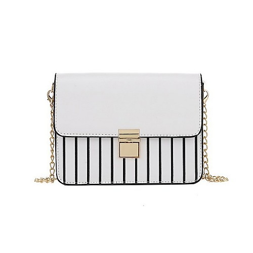 

Women's PU Crossbody Bag Striped White / Black