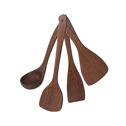 

4 Pcs Wenge Wood Utensils Kitchen Heat Resistant and Non-slip High Quality Cookwares