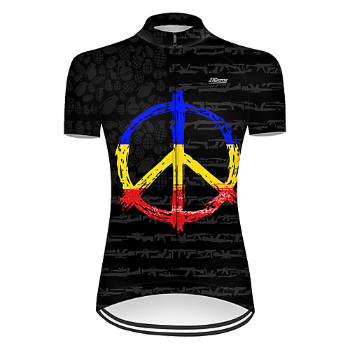 

21Grams Women's Short Sleeve Cycling Jersey Nylon Polyester Black Gradient Peace & Love Bike Jersey Top Mountain Bike MTB Road Bike Cycling Breathable Quick Dry Ultraviolet Resistant Sports Clothing