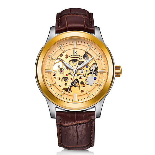 

Men's Mechanical Watch Automatic self-winding Genuine Leather Black / Brown Water Resistant / Waterproof Noctilucent Casual Watch Analog Casual Big Face - Golden / Brown BlackGloden WhiteGolden