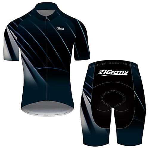 

21Grams Men's Short Sleeve Cycling Jersey with Shorts Nylon Polyester Black / Blue Stripes Gradient Bike Clothing Suit Breathable 3D Pad Quick Dry Ultraviolet Resistant Reflective Strips Sports Solid