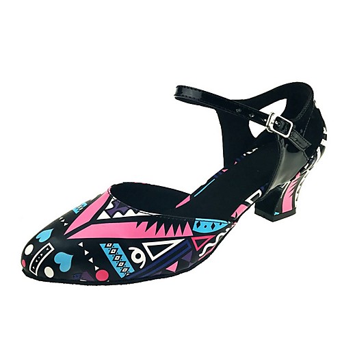 

Women's Latin Shoes PU Heel Cuban Heel Dance Shoes Black