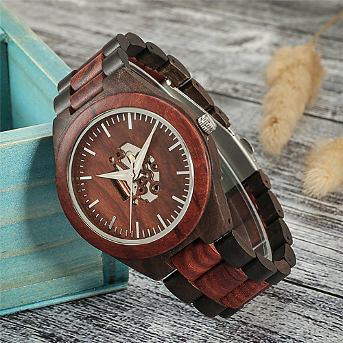 

Men's Dress Watch Quartz Wood Wooden Day Date Analog Fashion Wood - Brown One Year Battery Life