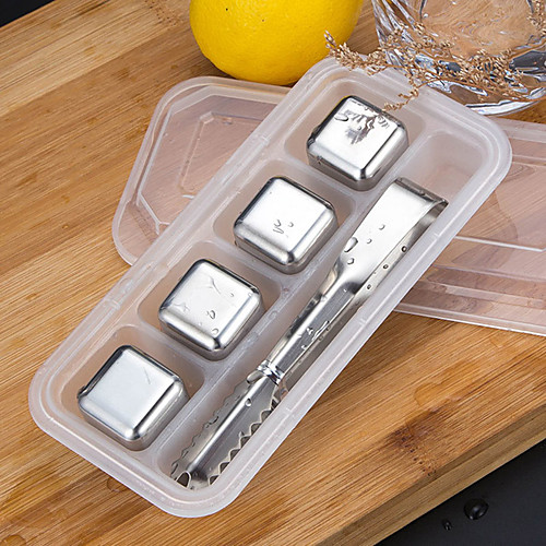 

4pcs Stainless Steel 304 Whisky Stones Ice Cubes Whiskey Cooler Rocks Stone Chilling for Wine Bar Tools