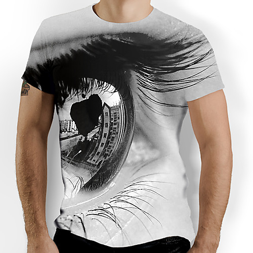 

Men's T shirt Graphic Print Short Sleeve Daily Tops White