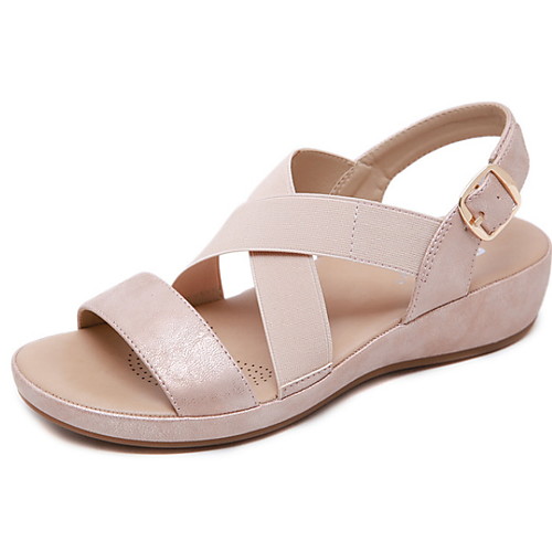 

Women's Sandals Summer Wedge Heel Round Toe Daily PU Pink / Gold / Blue