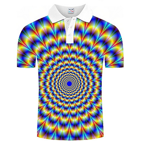 

Men's Polo Graphic Optical Illusion Print Short Sleeve Daily Tops Rainbow