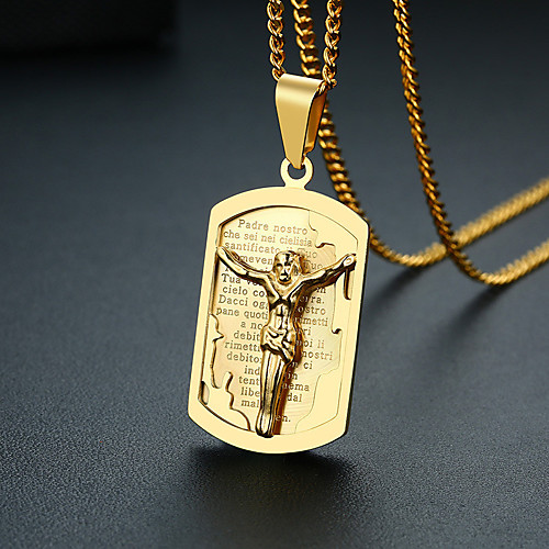 

Men's Pendant Necklace Necklace Cross Trendy Fashion Modern Hip Hop Stainless Steel Gold 60 cm Necklace Jewelry 1pc For Anniversary Street Festival