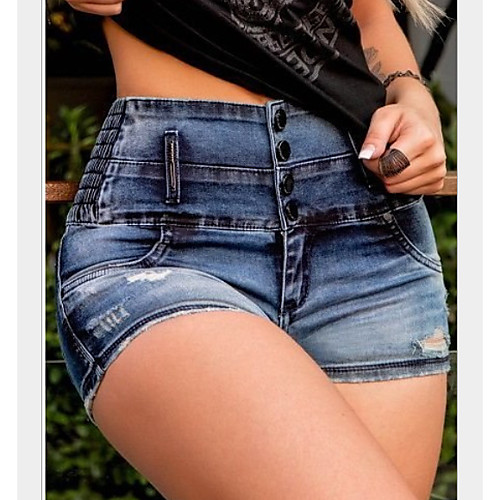 

Women's Basic Daily Shorts Pants - Solid Colored Blue Royal Blue Navy Blue S / M / L