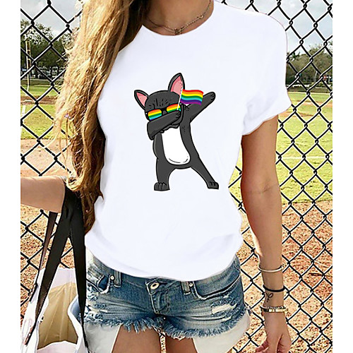 

Women's T-shirt Graphic Tops - Print Round Neck Basic Daily Spring Summer White XS S M L XL 2XL 3XL 4XL