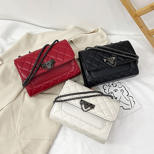 

Women's Zipper PU Crossbody Bag Solid Color White / Black / Red