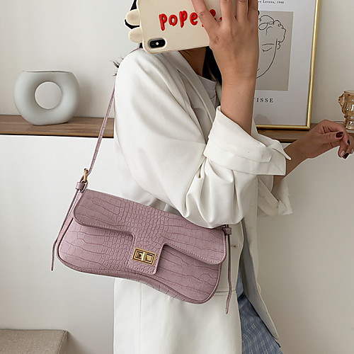 

Women's PU Crossbody Bag 2020 Solid Color White / Black / Purple