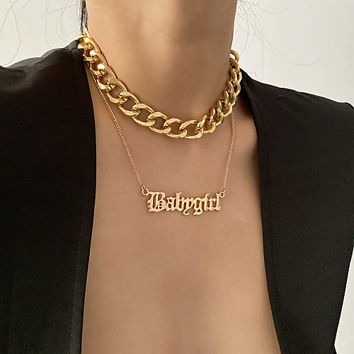 

Women's Pendant Necklace Alphabet Shape Punk Inspirational Chrome Iron Gold Silver 31 cm Necklace Jewelry For Masquerade Street