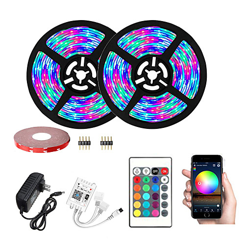 

10m Flexible LED Light Strips Light Sets Smart Lights 600 LEDs 2835 SMD 8mm WiFi Controller 1x5m Double-sided Tape 1 set RGB Waterproof APP Control Cuttable 12 V / Self-adhesive