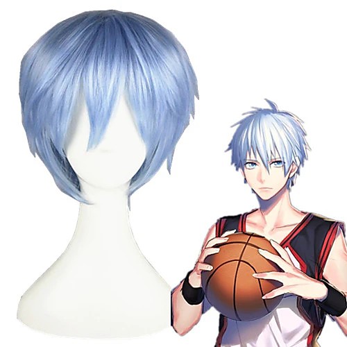 

Cosplay Wig Kuroko Tetsuya Kuroko's Basketball Curly Cosplay Halloween With Bangs Wig Short Blue Synthetic Hair 12 inch Men's Anime Cosplay Fluffy Blue