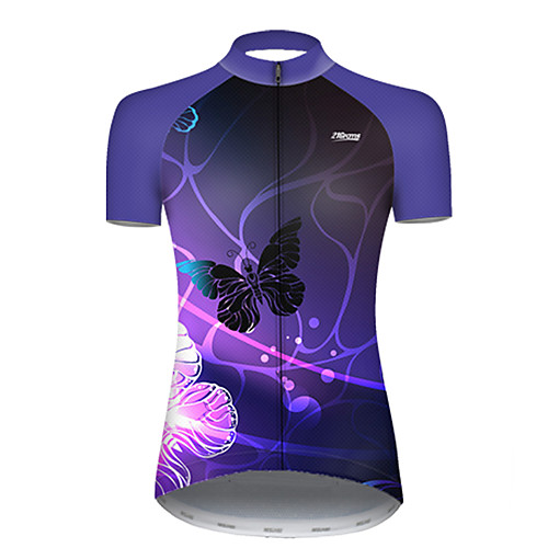 

21Grams Women's Short Sleeve Cycling Jersey Violet Butterfly Bike Top Mountain Bike MTB Road Bike Cycling Breathable Sports Clothing Apparel / Micro-elastic