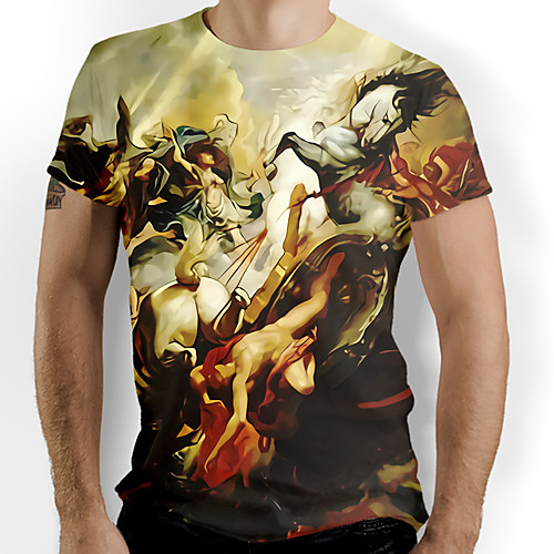 

Men's T shirt Graphic Animal Print Short Sleeve Daily Tops Basic Green